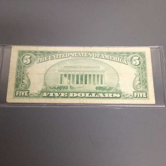 1953 Circulated $5 Silver Certificate in a Toploader - Picture 4 of 4